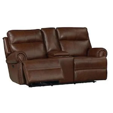 Power Reclining Leather Console with Power Headrests